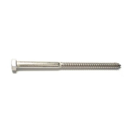 Lag Screw, 1/2 in, 8 in, Stainless Steel, Hex Hex Drive, 5 PK